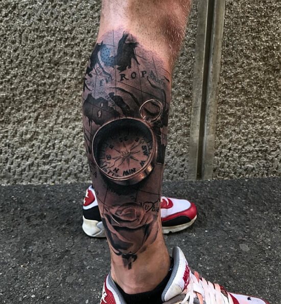 tatouage sur la jambe photo d'hommes