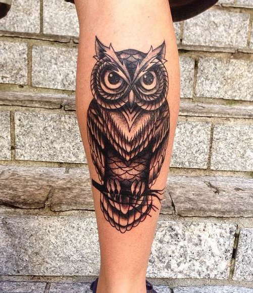 Tatouage sur pied hibou