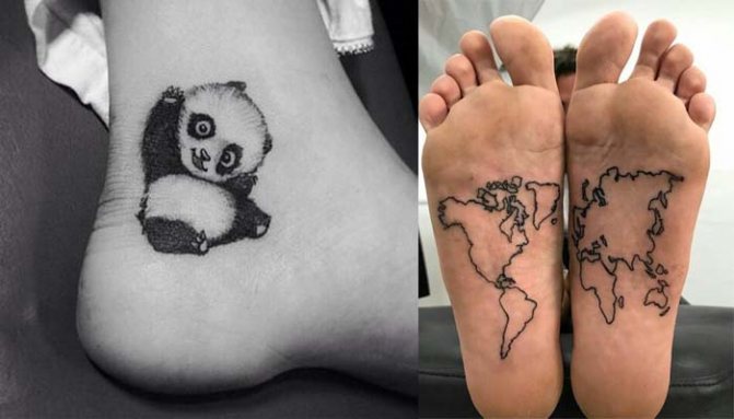 Tatouage sur le talon et le pied