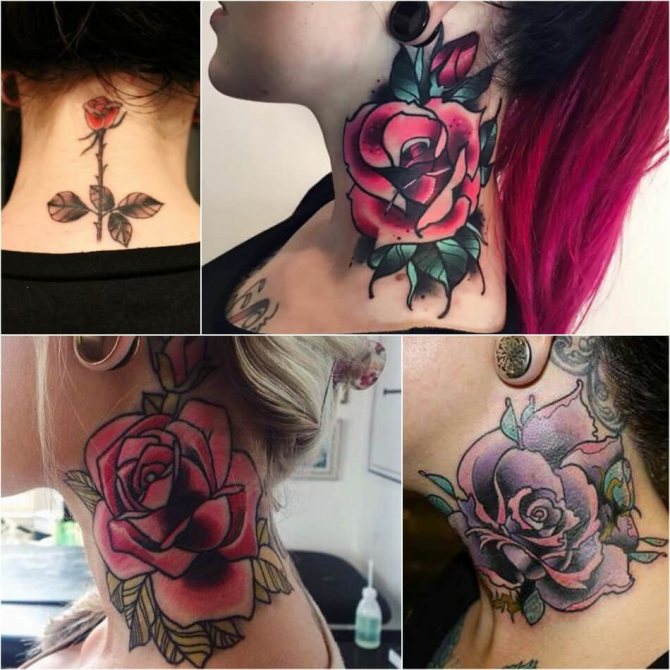Tatouage sur le cou - Tatouage sur le cou - Signification du tatouage sur le cou - Tatouage sur le cou Rose