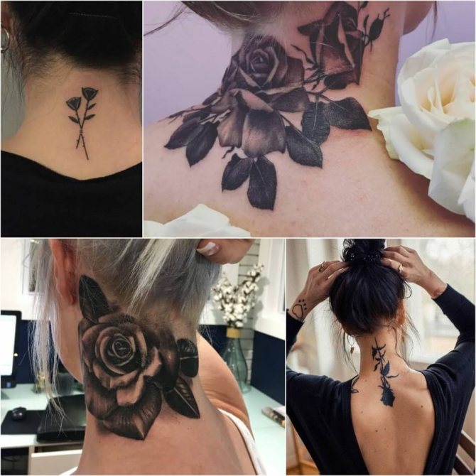 Tatouage sur le cou - Tatouage sur le cou - Signification du tatouage sur le cou - Tatouage sur le cou Rose