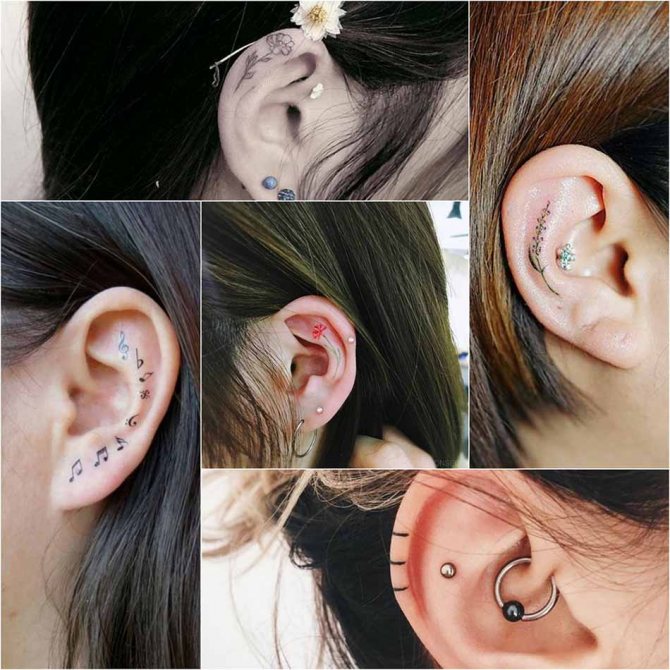 Tatouage sur l'oreille - Tatouage d'oreille - Tatouage derrière l'oreille