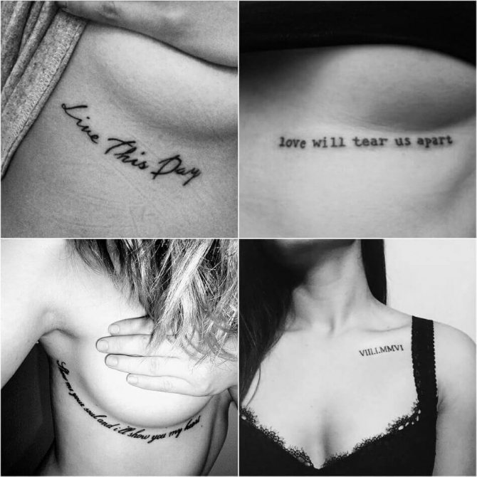 Tatouage inscription pour les filles - Tatouage inscription sur la poitrine pour les filles