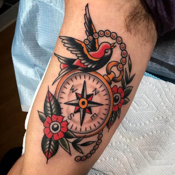 tattoo old school compass