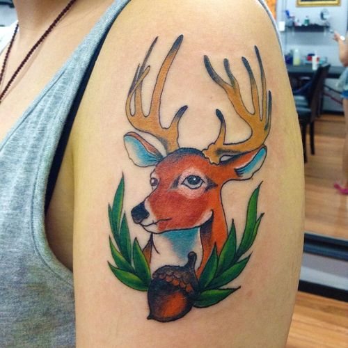 Tatouage de cerf. Photo, ce que cela signifie, croquis pour filles, hommes au bras, à la jambe, à la cuisse