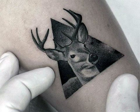 Tatouage d'un cerf dans un triangle - photo
