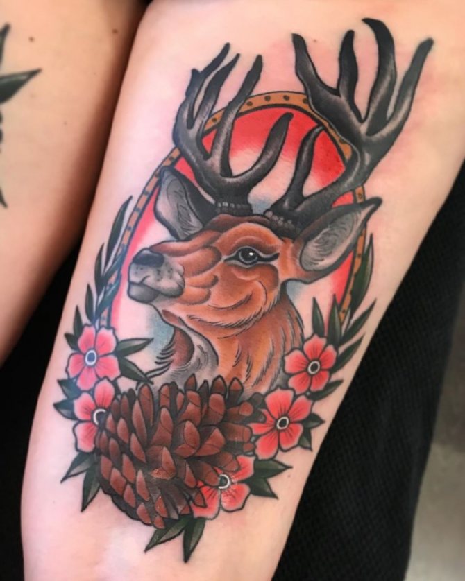 tatouage d'un cerf sur la main