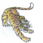 Tatouage d'un tigre souriant en prison