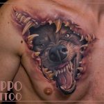 tatouage de sourire de loup