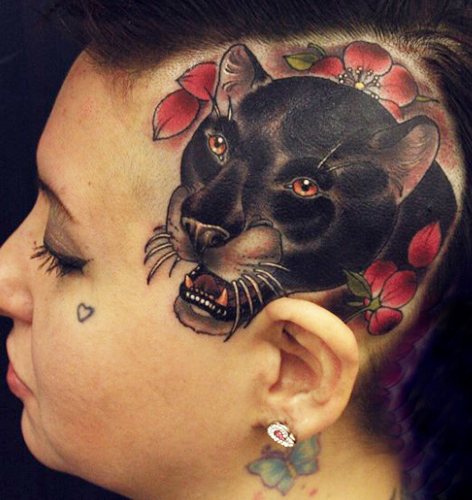 Tatouage de panthère pour les filles. Signification, photo, sur le bras, la jambe, l'épaule, le dos, le bas du dos