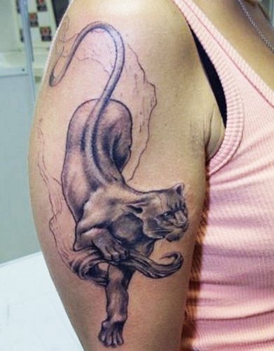 Tatouage panthère pour filles. Signification, photo, sur bras, jambe, épaule, dos, bas du dos