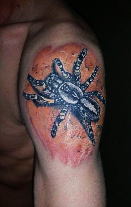 Tatouage d'une araignée sur une épaule