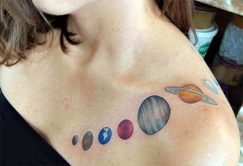 Tatouage de la planète pour les filles