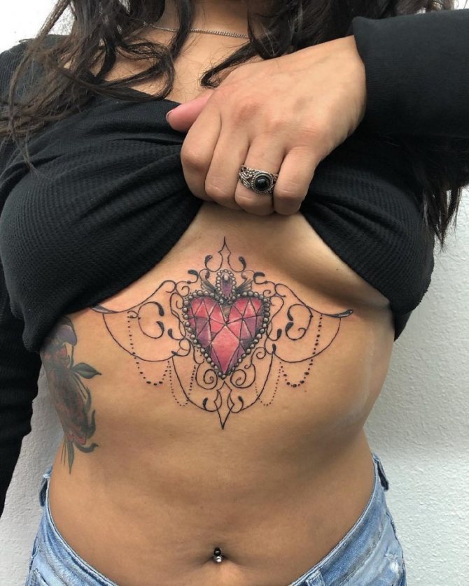 Tatouage sur les seins des filles