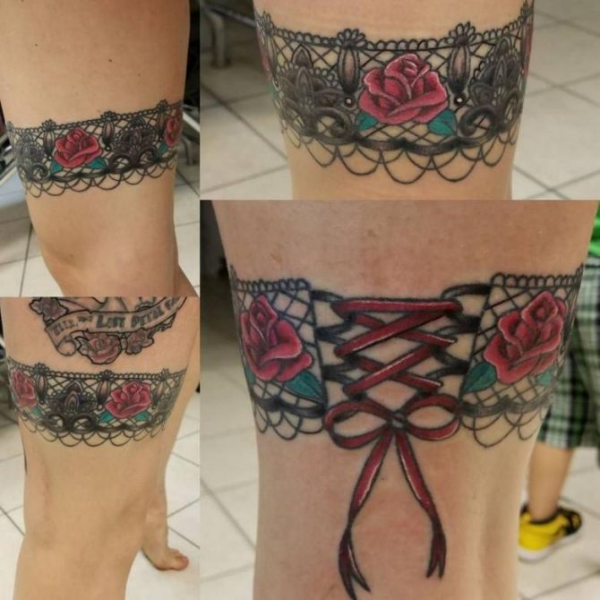 Tatouage jarretière (83 photos) - signification, croquis pour filles sur cuisse, jambe