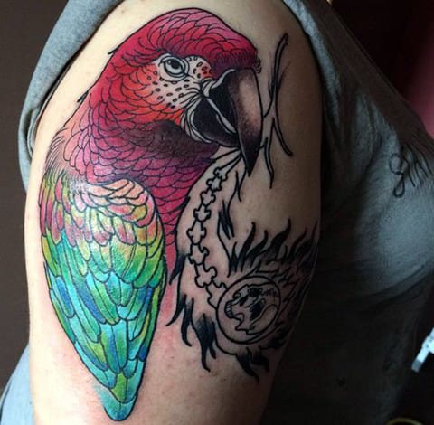 Tatouage perroquet pour filles