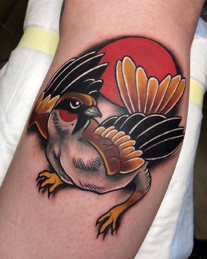 Tatouage moineau oiseau
