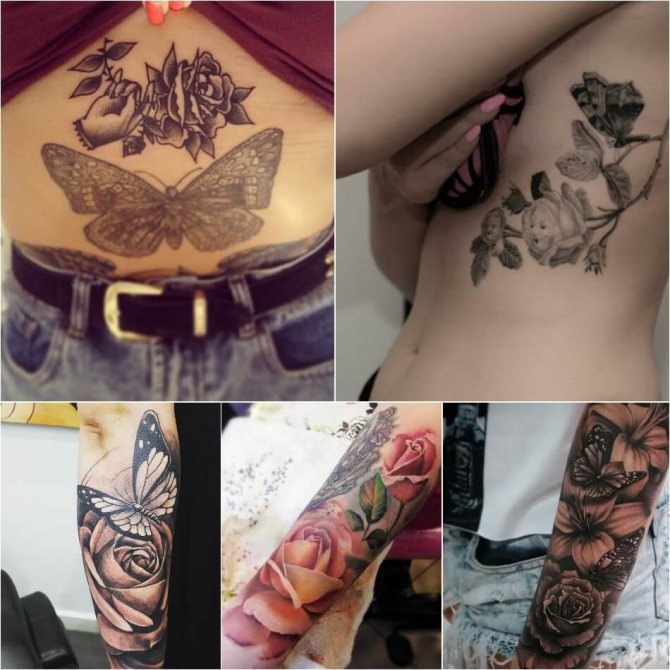 Tattoo Rose - Signification du tatouage Rose - Tatouage Rose et Papillon - Signification du tatouage Rose et Papillon