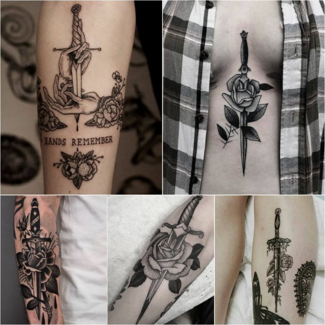 Tattoo Rose - Signification de Tattoo Rose - Tattoo Rose et Dagger - Tattoo Rose et Dagger