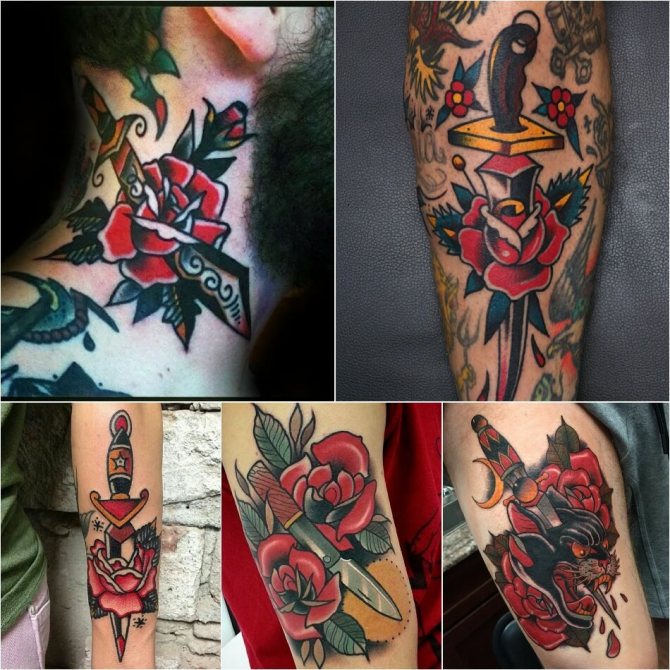 Tattoo Rose - Signification de Tattoo Rose - Tattoo Rose et Dagger - Tattoo Rose et Dagger