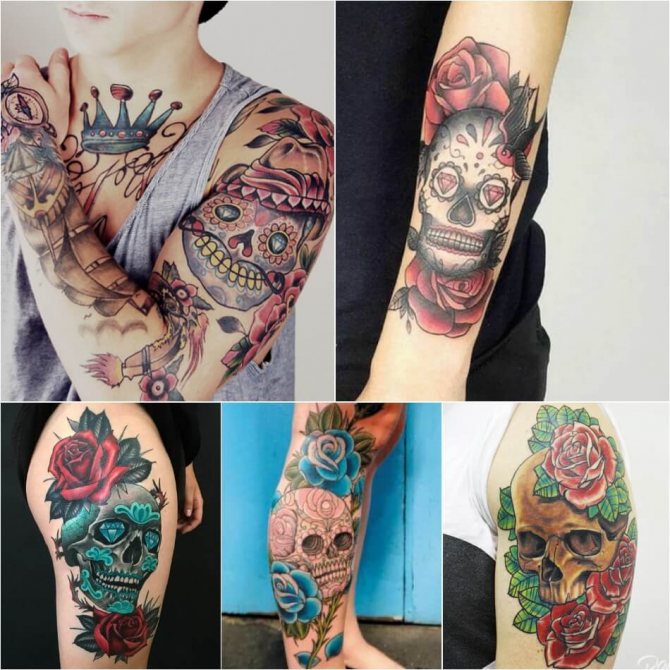 Tatouage rose - Signification de la rose - Tatouage rose et croix - Tatouage rose et tête de mort