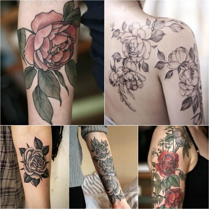 Tattoo Rose - Signification du Tattoo Rose - Tattoo Rose avec feuilles