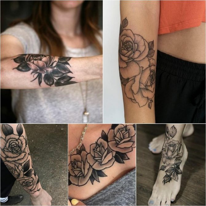 Tattoo Rose - Signification du Tattoo Rose - Tattoo Rose avec feuilles