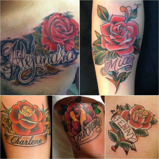 rose de tatouage - signification de la rose de tatouage - rose de tatouage avec inscription