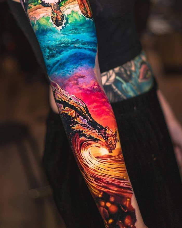photo d'une manche de tatouage pour filles