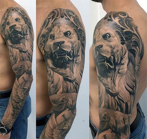 Tatouage du bras pour les hommes - un lion