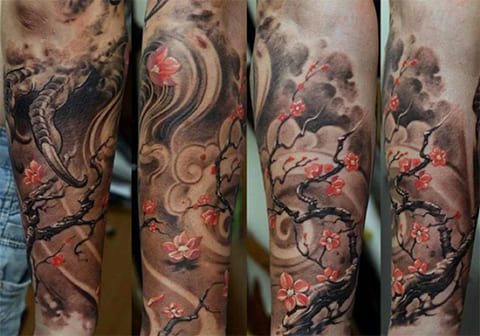 Manchon de tatouage avec cerisier