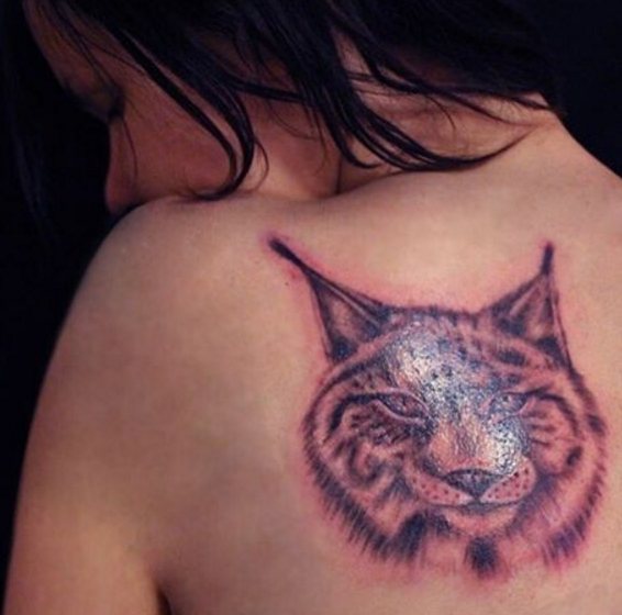 Tatouage de lynx sur l'omoplate