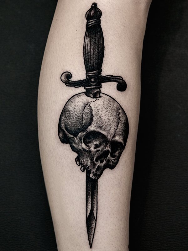 Tatouage avec un crâne