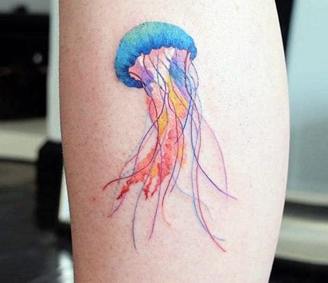Tatouage méduse en couleur