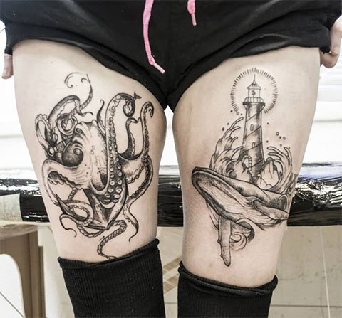 Tatouage de pieuvre sur le pied - tatouage féminin