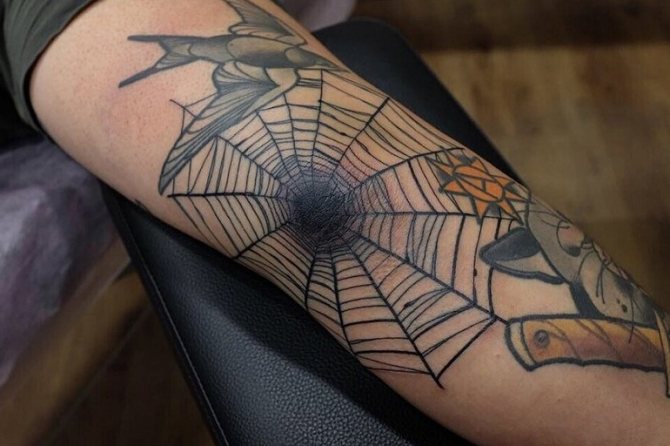 Tatouage avec une toile d'araignée