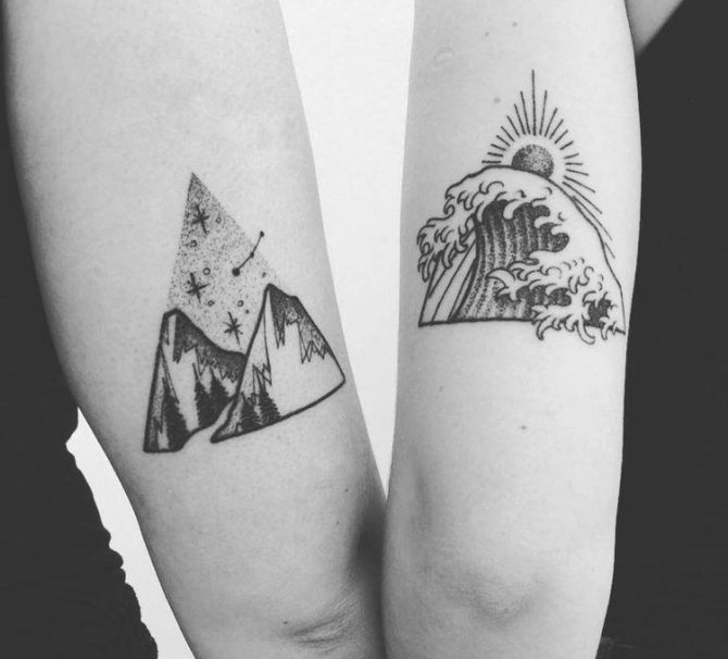 Tatouage de paysages pour les frères