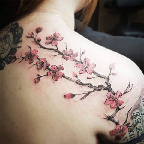Tatouage avec des fleurs de cerisier