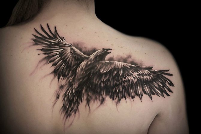 Tatouage avec un corbeau