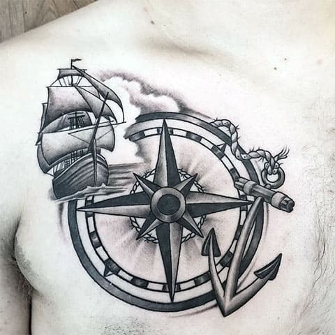 Tatouage d'ancre avec une ancre nautique