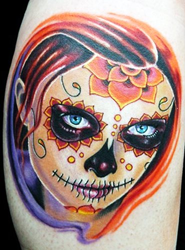 Tatouage de la Santa Muerte chez les femmes, les hommes. Signification, dessins, photos