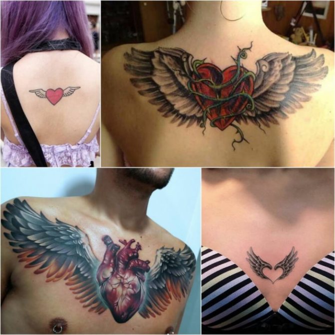 Tatouage de cœur sur le poignet, la main, le visage, la poitrine. Esquisse, signification