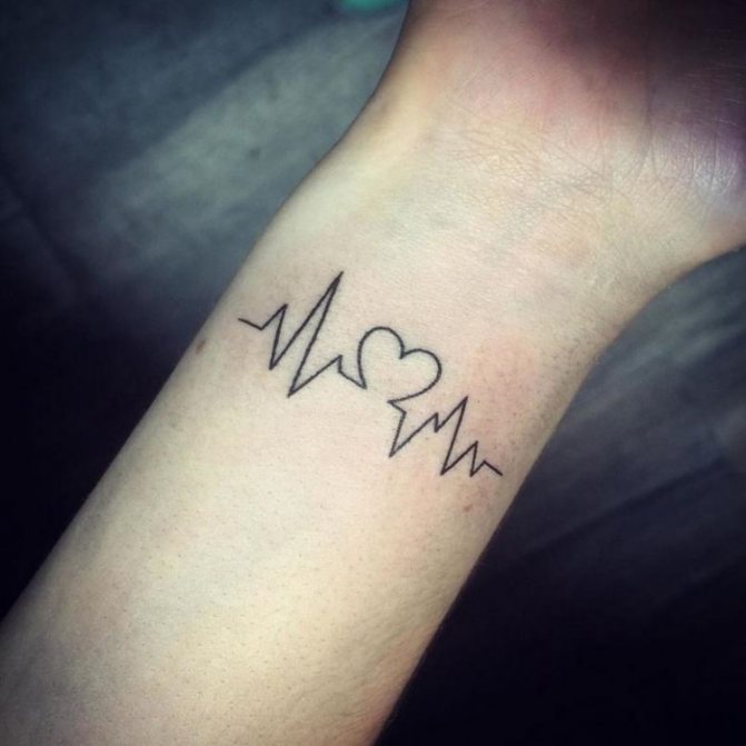 Tatouage de cœur sur le poignet, la main, le visage, la poitrine. Esquisse, signification