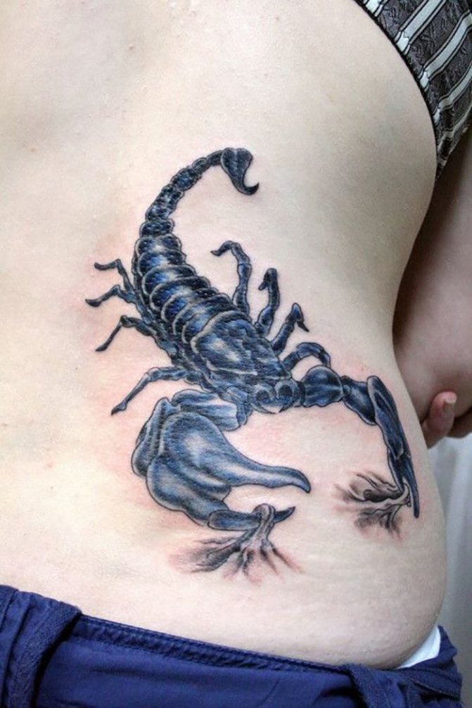 Tatouage d'un scorpion sur le côté