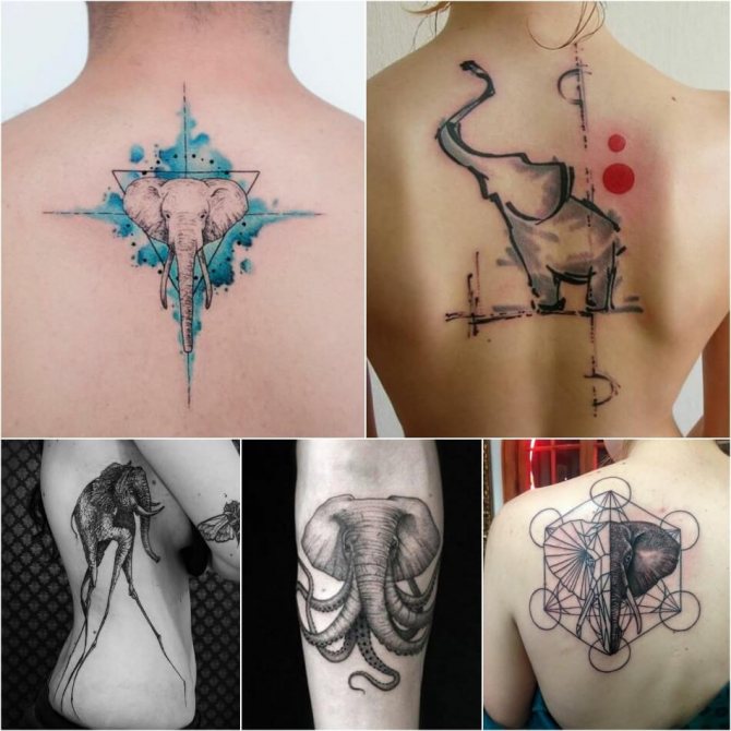 Tattoo Elephant - Tatouage d'un éléphant abstrait