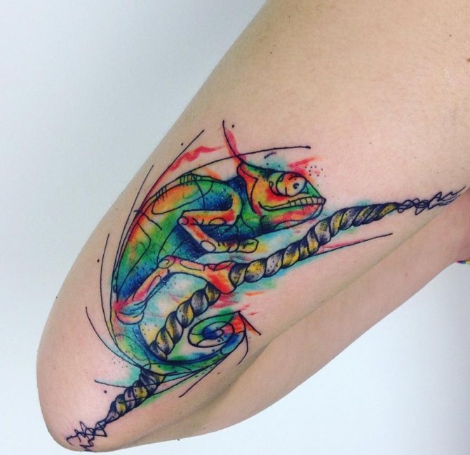 Le tatouage du célèbre lézard-caméléon peut symboliser à la fois la facilité et l'exposition aux opinions d'autrui.