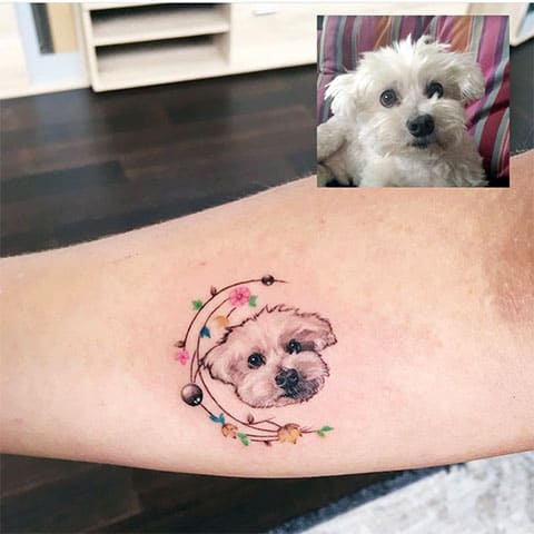 Tatouage d'un chien sur votre bras - photo