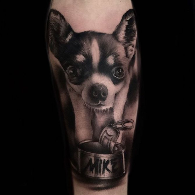 tatouage de chien sur la main