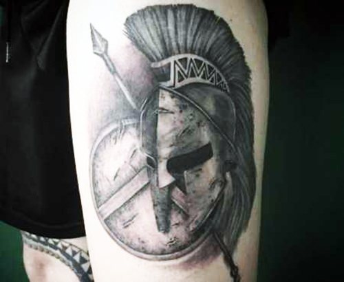 Tatouage de casque spartiate. Signification, croquis, photos
