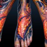 Tatouage dans le style de Bioorganic. Photos, croquis, sens